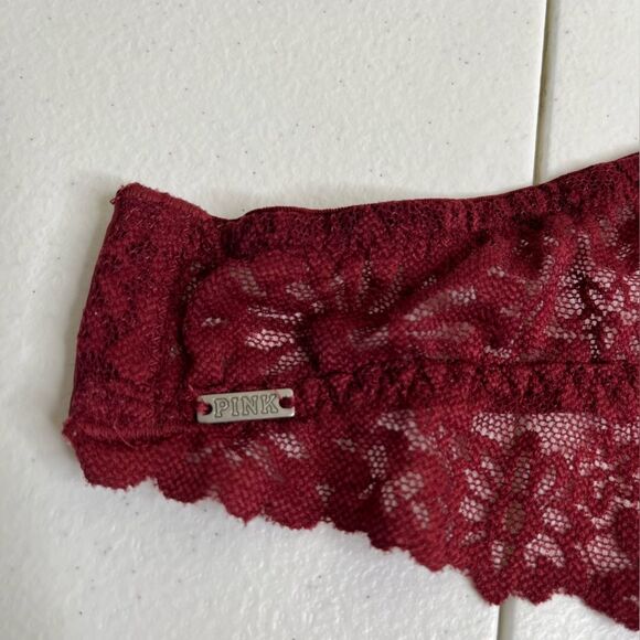 Victorias Secret Lace Bralette Burgundy Adjustable Halter Neck Lined Women Small - Picture 10 of 16